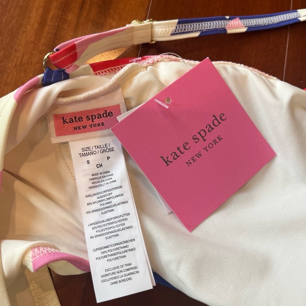 New NWT Kate Spade New York Ivory Floral Swimsuit One-Piece Swim Size Small - Picture 4 of 5